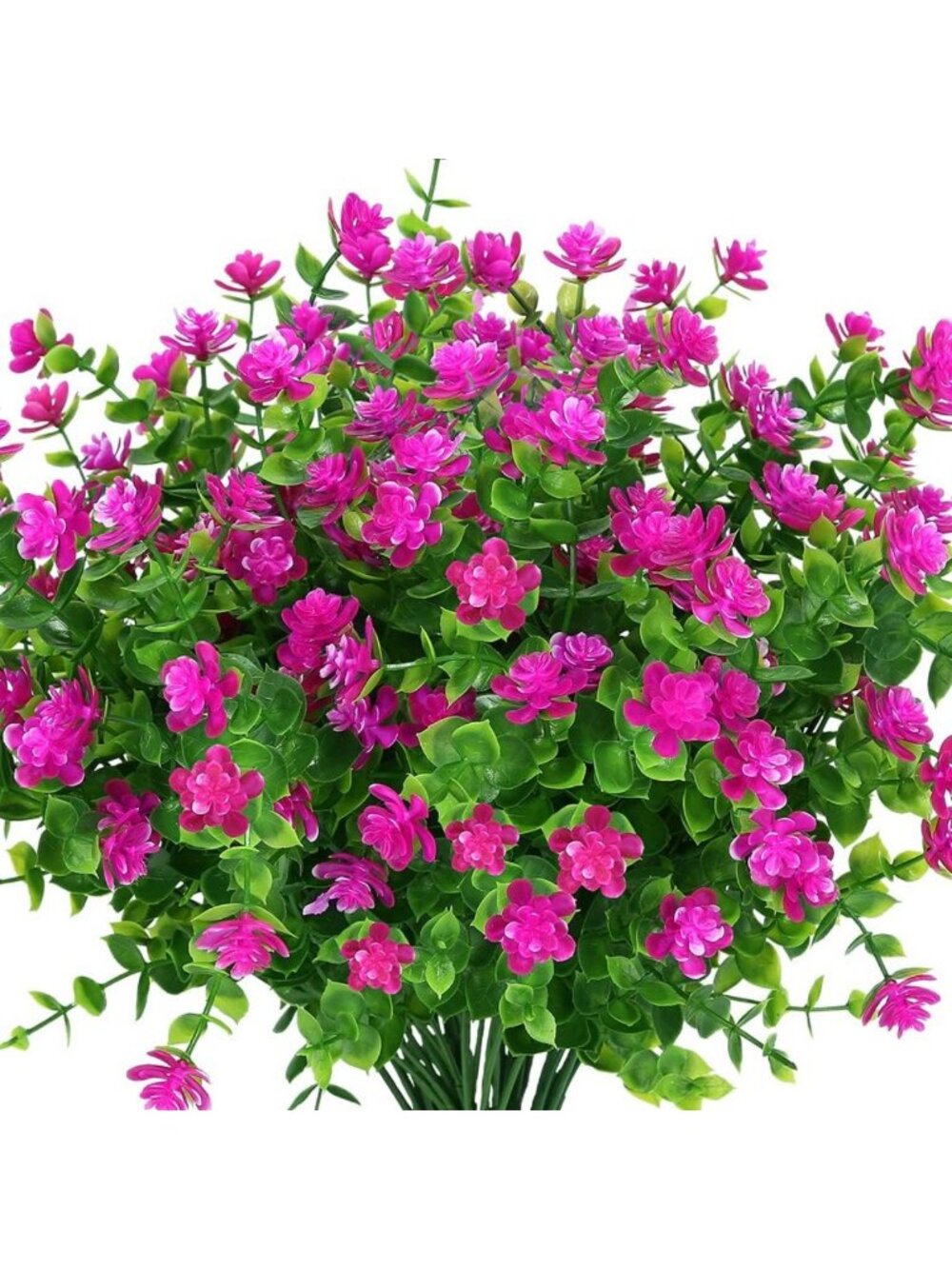 24 Bundles UV Resistant Fake Flowers - No Fade Boxwood Faux Plants for Garden